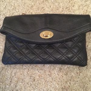 Black leather multi-style clutch